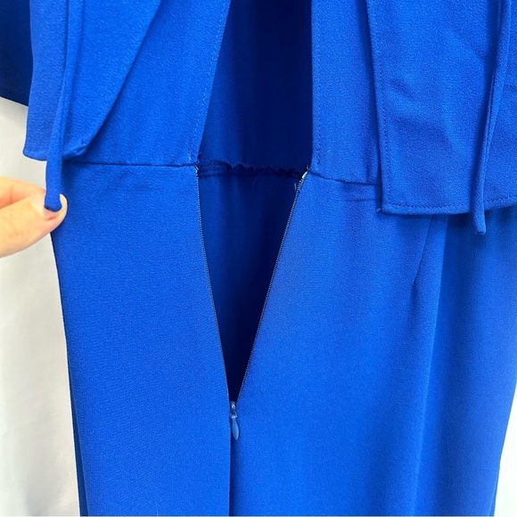 Zara Royal cobalt blue short bell sleeve V-neck jumpsuit Sz XS NWT - Picture 8 of 17